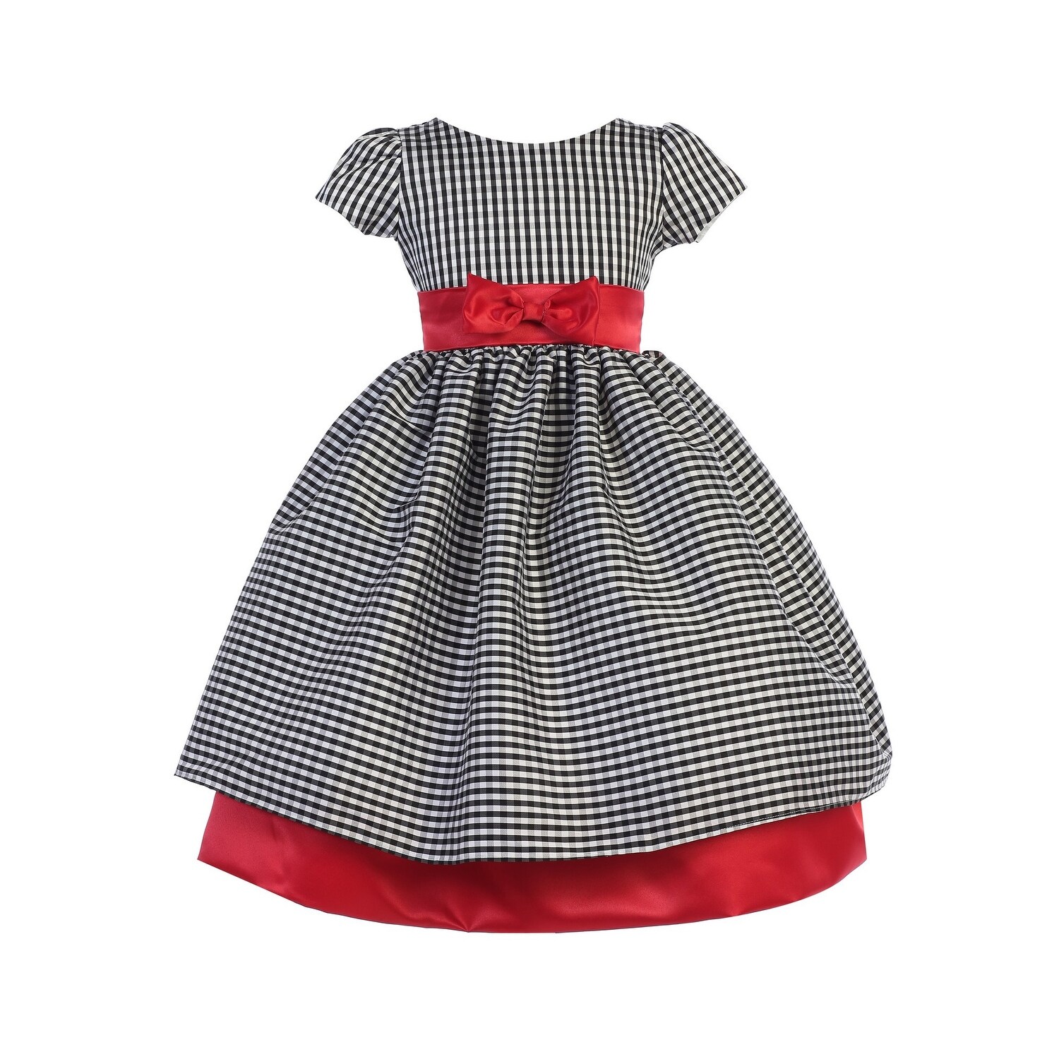 Shop Ellie Kids Little Girls Black Red Checker Taffeta Bow Flower