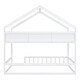 preview thumbnail 13 of 16, Wooden Full Size House Bed with Storage Shelf,Kids Bed with Fence and Roof