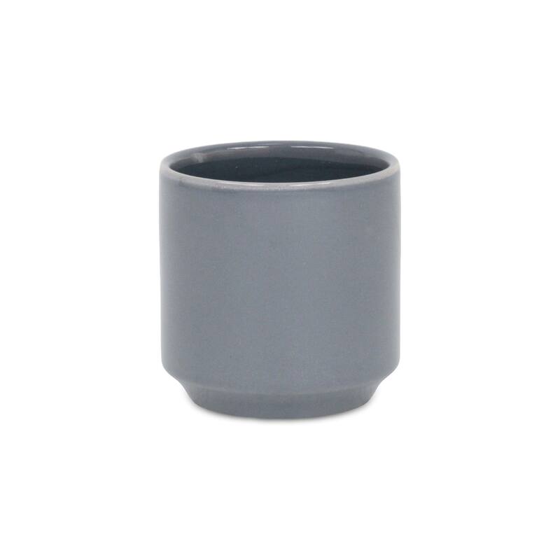 Elegora Straight Side Solid Color Ceramic Pot - Gray - Small