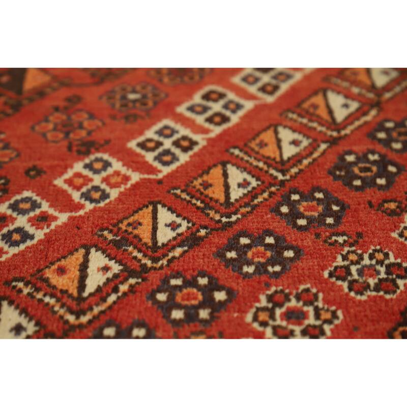 Hand Knotted Oriental 100% Wool Carpet Traditional Medallion Oranges & Rust Qashqai Area Rug - 8' 1'' X 5' 0''
