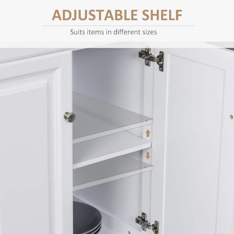 HOMCOM Kitchen Island Cart on Wheels with Extended Counter Drawer Cabinet Towel Racks Versatile Use Natural Wood Top and White
