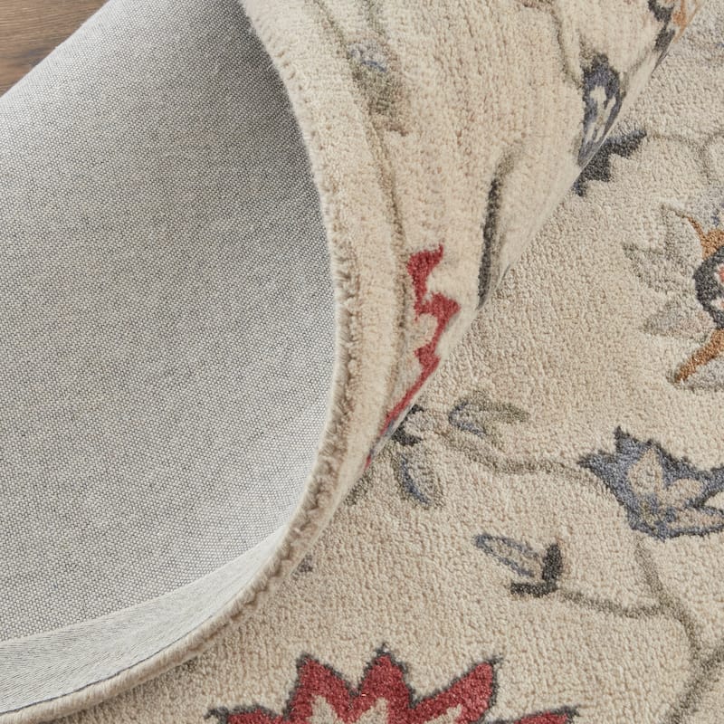 Ornamental Geometric Floral Ivory Persian Transitional Rug