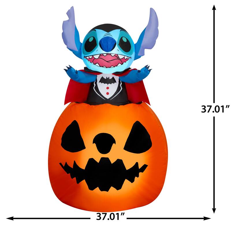 Animated Airblown-Vampire Stitch Popping Out of Pumpkin-Disney