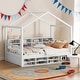 preview thumbnail 2 of 8, White Twin Size Wood House Bed Kids Bed with Shelves and Mini-Canbinet