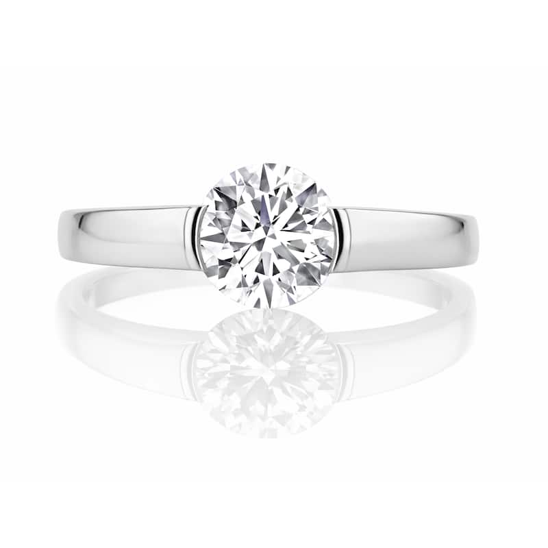 Auriya 14K Gold Suspense Round Lab Grown Diamond Engagement Ring 1.00 - 5.00ct. tw. (F-G, VS) - White - 1.00 carats - 8 - White