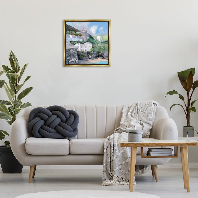 Stupell Coastal Village Beach Framed Floater Canvas Wall Art Design By Meredith Howse