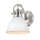 preview thumbnail 14 of 34, Duncan 1-light Bath Vanity Pewter with Matte White Shade