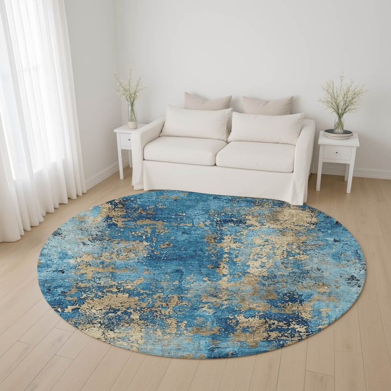 Premium Washable Super Soft Chic Abstract Mayfield Rug - Blue - 8' x 8'