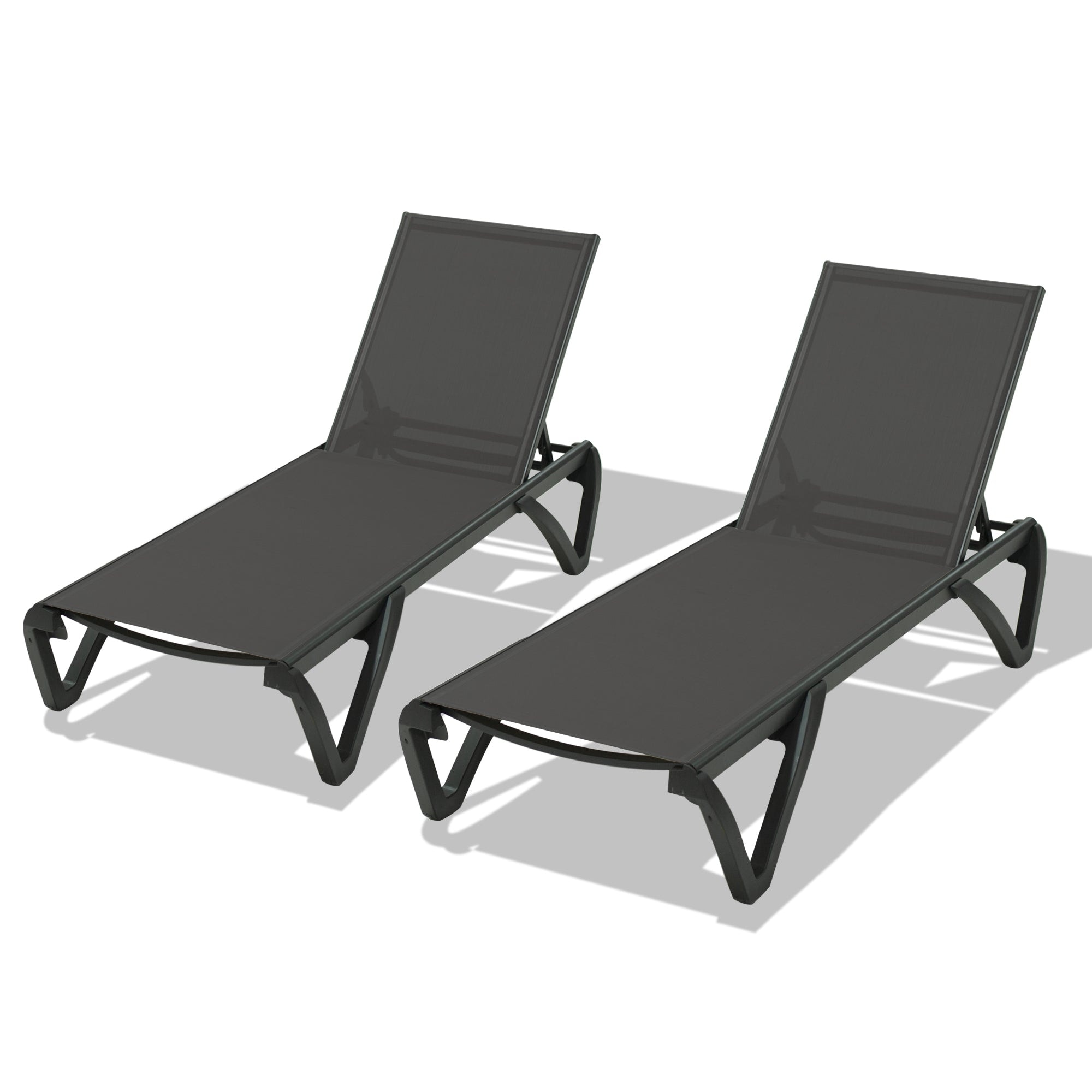 Pool Lounge Chairs Set of 2, Aluminum Adjustable Outdoor Chaise Lounge with Wheels