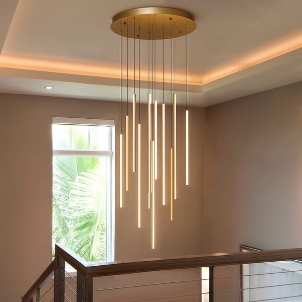 slide 2 of 63, 8/12/18-Light Dimmable Integrated LED Chandelier Linear Kitchen Island Light