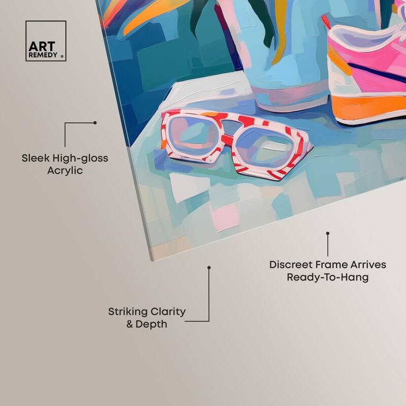 Whimsical Sneakers Flower Vase Acrylic by Art Remedy, Ready to Hang