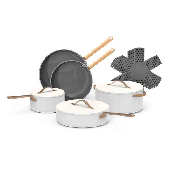 12pc Ceramic Non-Stick Cookware Set - White