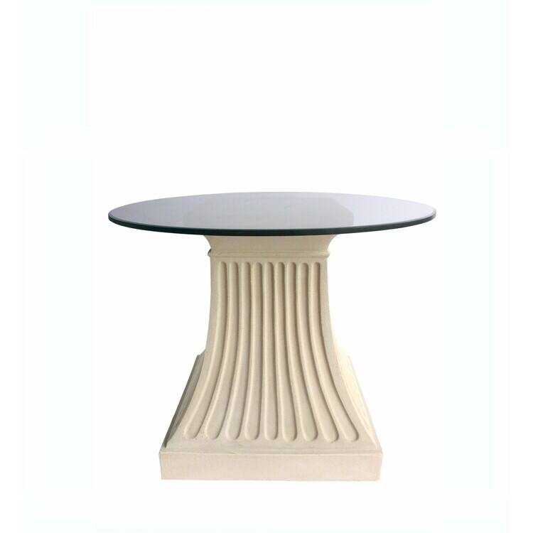 Round Dining Table with 36 Inch Top and Limestone Base - Durable Kitchen and Dining Room Table