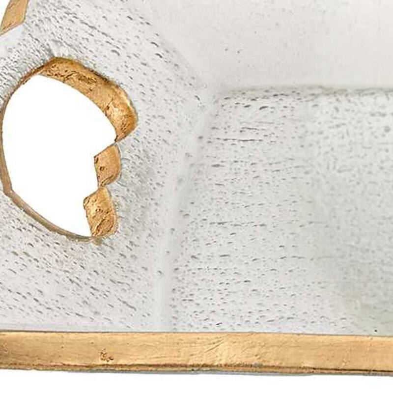 HomeRoots 11" Clear And Gold Seeded Glass Serving Tray With Handles