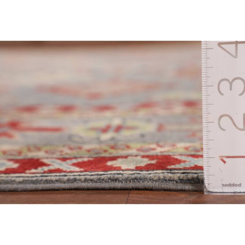 Gray Kazak Oriental Area Rug Hand-Knotted Wool Carpet - 6'7" x 9'6"
