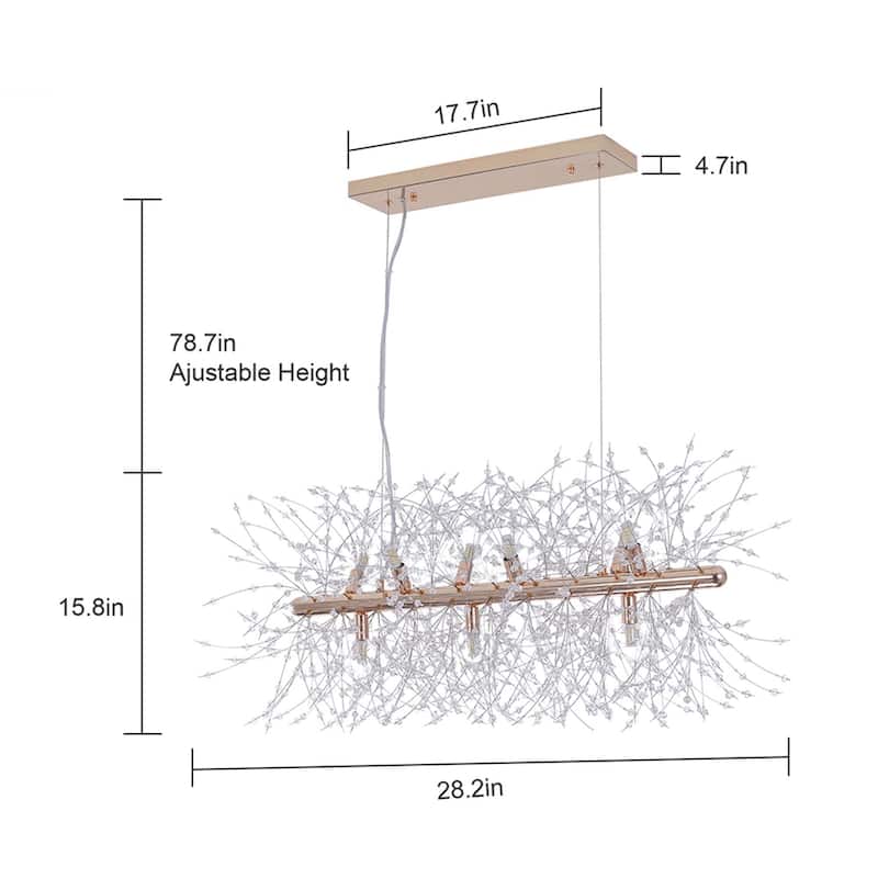 9-Light Modern Crystal Linear Starburst Firework Chandelier Dandelion Sputnik Island Pendant