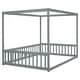 preview thumbnail 27 of 49, Full Size Canopy Frame Floor Bed with Fence