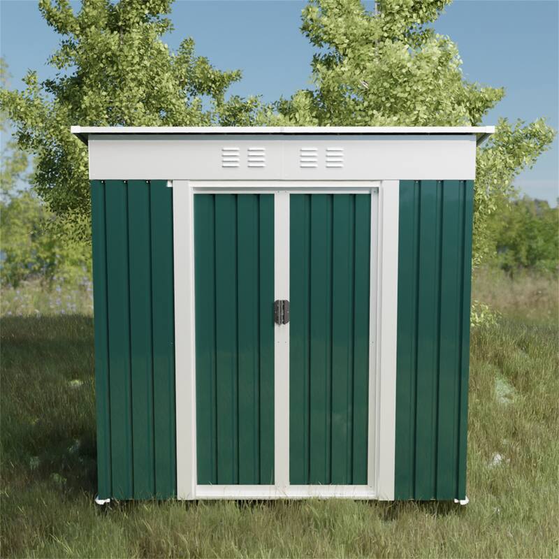 Outdoor Storage Sheds 6FTx4FT Pent Roof Green - Green