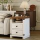 preview thumbnail 8 of 6, Modern Farmhouse Nightstand Set of 2 with Charging Station, 2 Drawer Rustic Bedside Table with USB Ports & Outlets