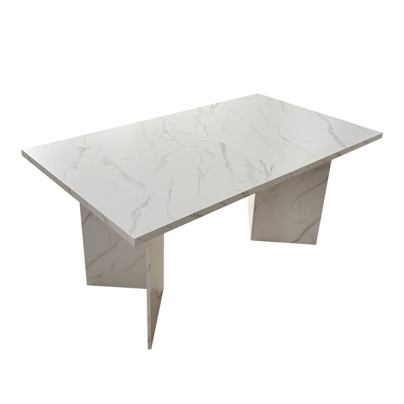 Extendable Dining Table, Wooden Kitchen Table with V-Shaped Legs, Coffee Table with Silent Glide Rails