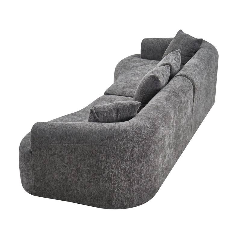106.29" Curved Chenille Sectional Sofa, No Assembly Required