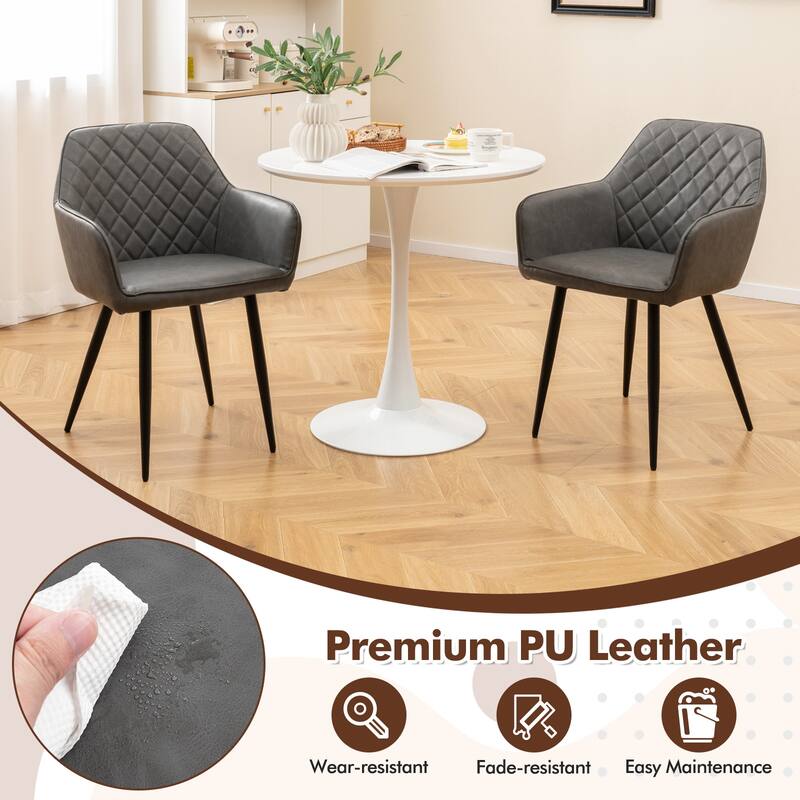 Gymax Leisure Dining Chair Set of 2 Upholstered Accent Chairs w/