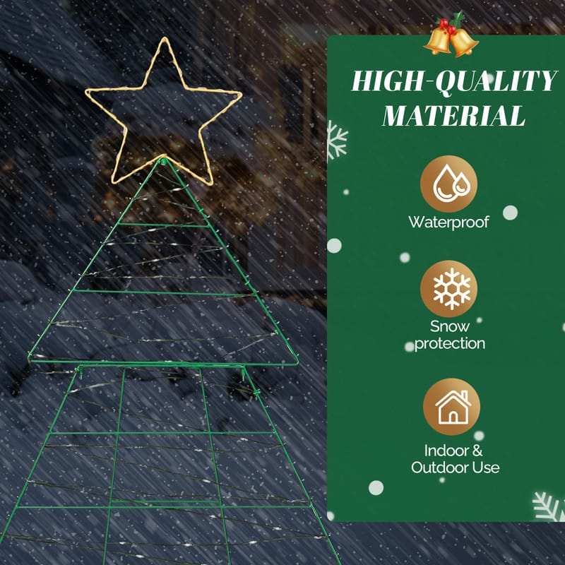 Set of 2 Lighted Metal Christmas Tree Yard Decorations - Green