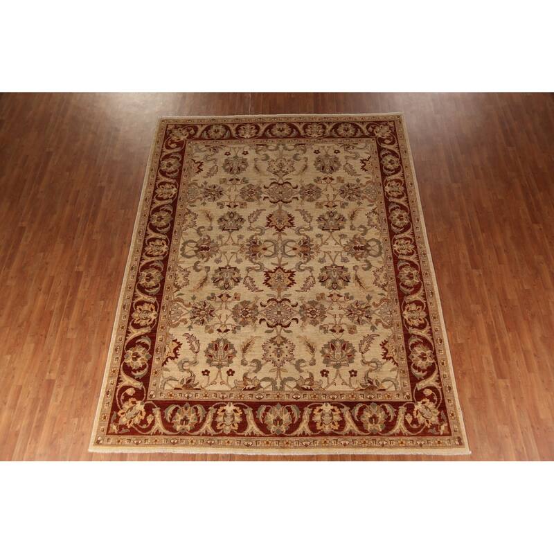 All-Over Floral Chobi Peshawar Rug Hand-Knotted Wool Carpet - 9'0"x 11'9"