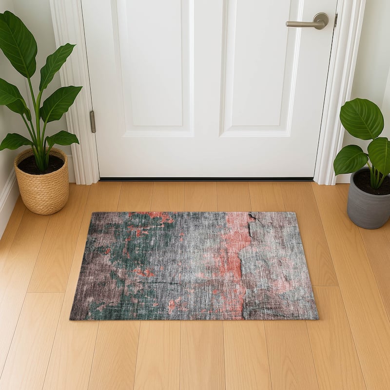 Premium Washable Super Soft Abstract Chic Mayfield Rug - Coral - 1'8" x 2'6"