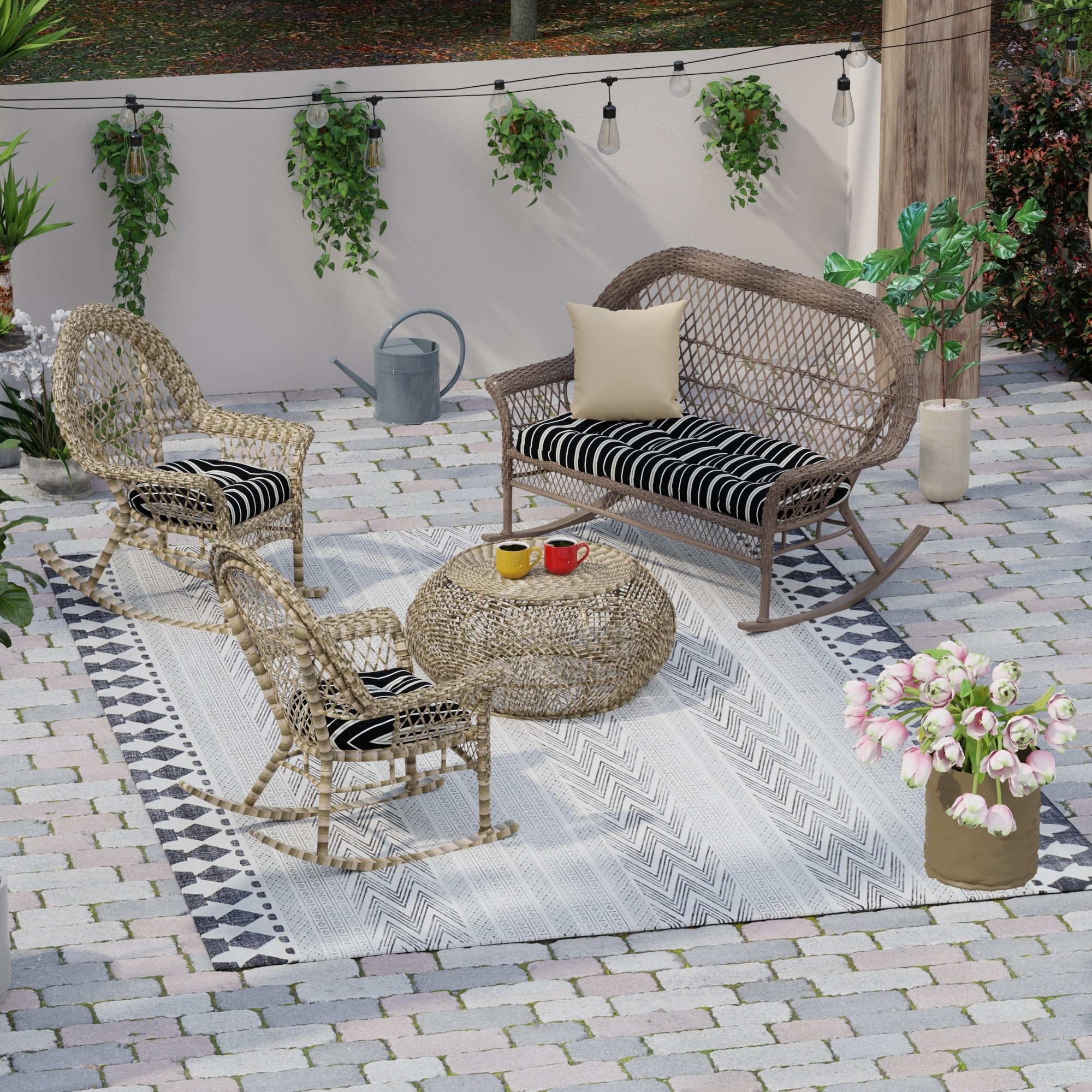 Outdoor Wicker Cushion Set for Bench and 2 Seats 18 L x 44 W x 4 H On Sale Bed Bath Beyond 40203215