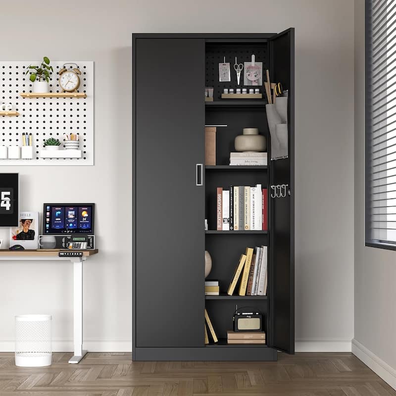 70" Modern Metal Storage Cabinet, Six Layers Storage Locker