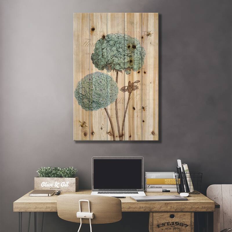 Geranium Study II Print On Wood by Katie Pertiet - Multi-Color