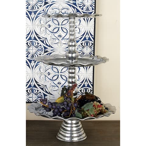 Silver Aluminum Traditional Tiered Server 24 x 17 x 17 - 17.30L x 17.30W x 24.15H