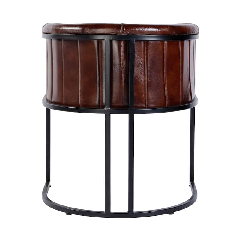 Rockford 19 in. Seat Height Leather and Iron Barrel Accent Chair