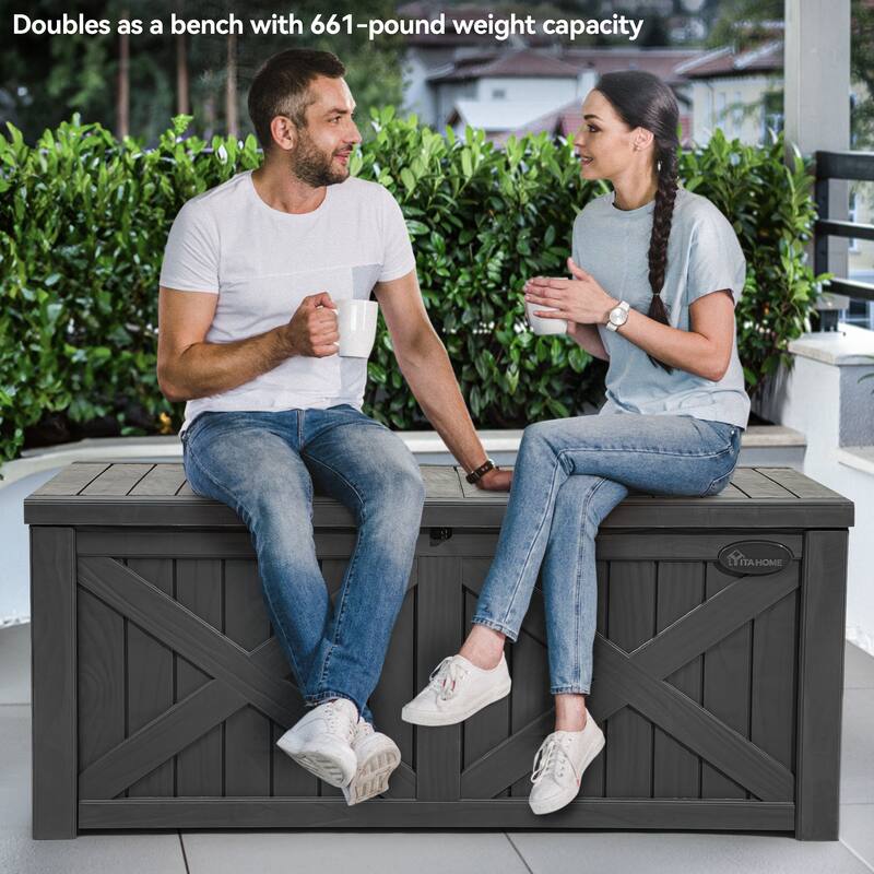 120 Gallons Water Resistant Resin Lockable Deck Box