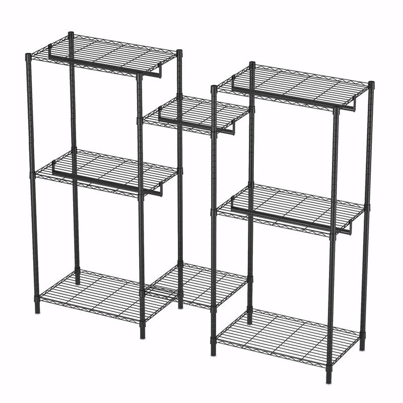 Heavy Duty Garment Rack，Clothes Rack with 8 Adjustable Wire Shelves and 5 Clothes Rails