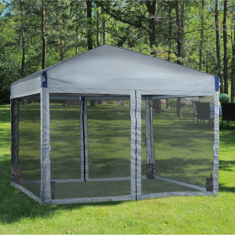 Aoodor 10 x 10 FT Pop Up Canopy Tent Portable Instant Shade Canopy with Netting for Camping, Party and Other Outdoor Events
