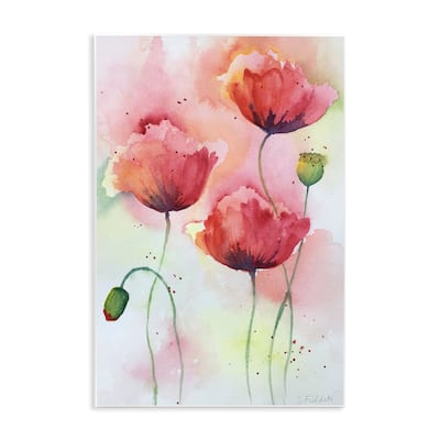Stupell Red Poppies with Speckles Wall Plaque Art Design By Stephanie Fielden