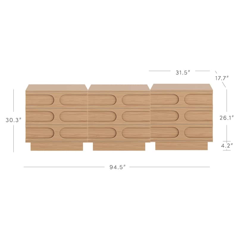 Iris 3 Drawer Dresser, Mid-Century Modern Solid Wood Dresser for Bedroom