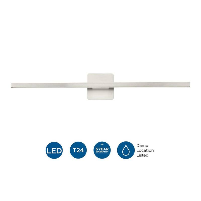 Phase 5 Collection 32 in. Brushed Nickel Slim Modern 3CCT Integrated LED Linear Vanity Light - 32 in x 3.78 in x 4.84 in