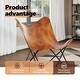 preview thumbnail 7 of 5, vidaXL Butterfly Chair, Goat Leather, 26 x 29.1 x 35.4 Inches, Brown - 29.1" x 26" x 35.4"