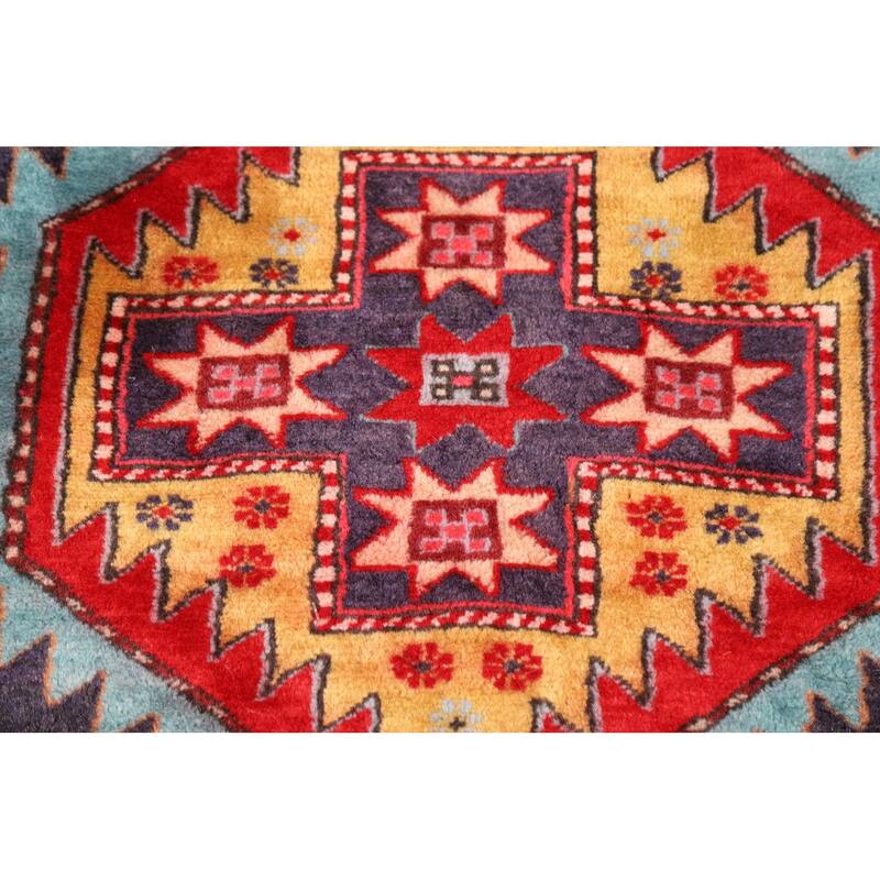 Navy Blue Ardebil Persian Vintage Runner Rug Handmade Wool Carpet - 3'5"x 10'5"
