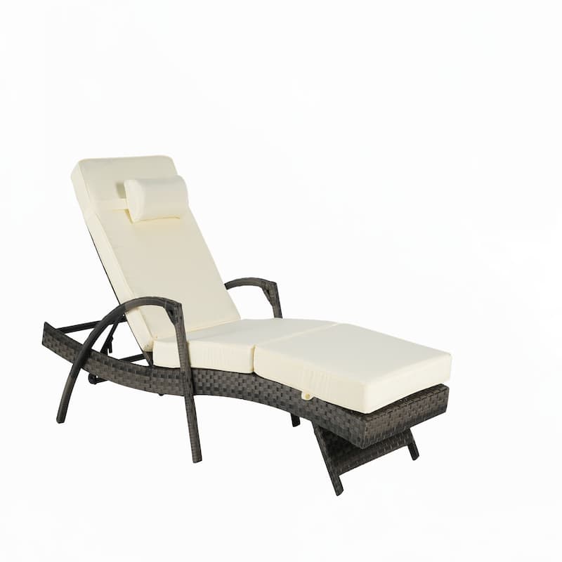Outdoor Long Reclining Chair Set of 2 with Cushions