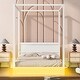 preview thumbnail 2 of 8, Full Size Wood LED Canopy Bed, Platform bed With Support Slats, White