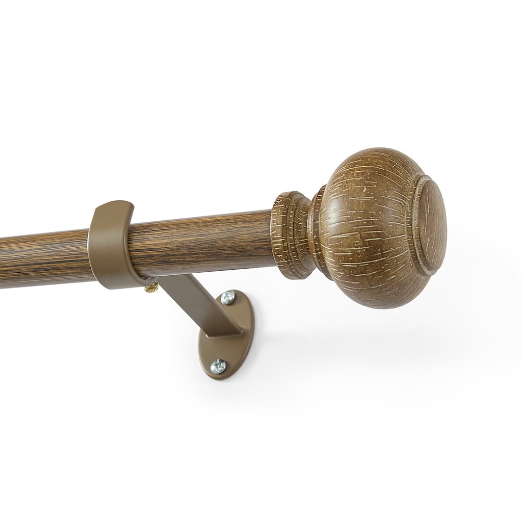 Threadmade Rhinebeck Rustic Faux Wood 1" Window Drapery Single Curtain Rod