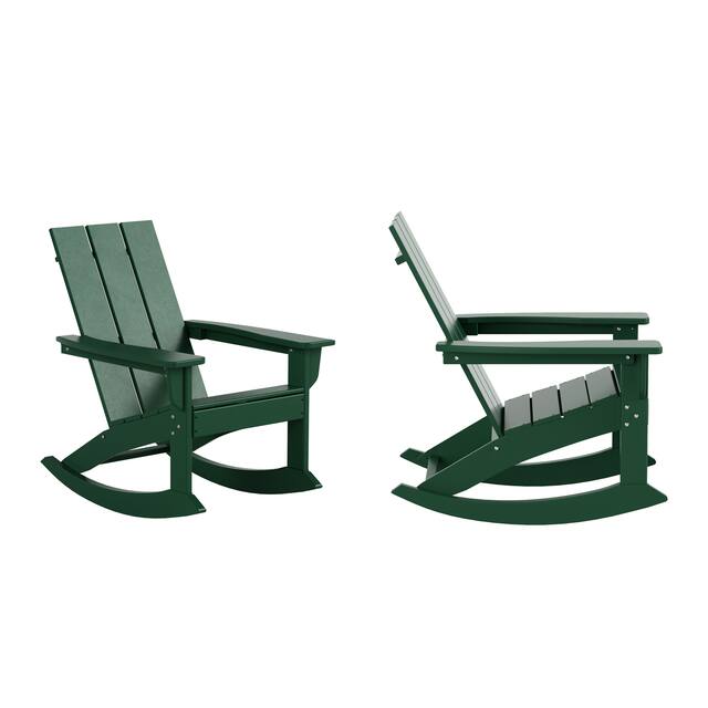 Laguna Modern Weather-Resistant Rocking Chairs (Set of 2) - Dark Green