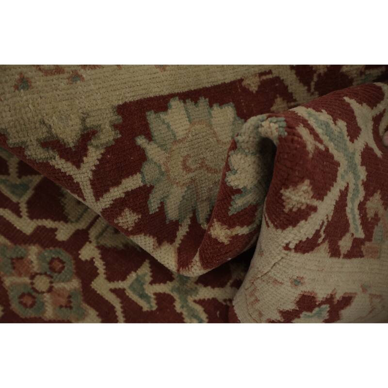Hand Knotted Oriental 100% Wool Carpet Traditional All-Over Red Ziegler Area Rug - 3' 2'' X 1' 11''