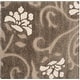 preview thumbnail 24 of 34, SAFAVIEH Florida Shag Nanny Floral Scroll 1.2-inch Thick Rug 4' Square - Smoke/Beige - Square
