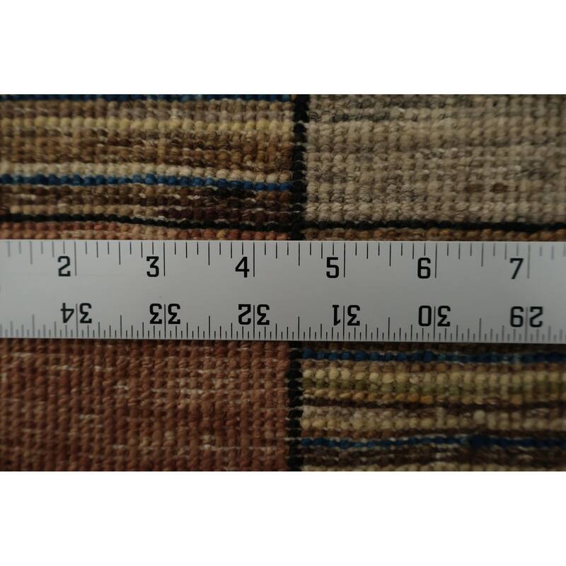 Hand Knotted Oriental 100% Wool Carpet Modern Geometric Brown Gabbeh Area Rug - 6' 6'' X 4' 10''