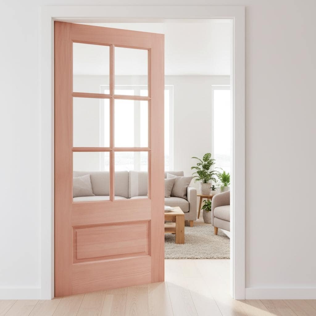 6-Lite African Mahogany Wood Unfinished Exterior Front Door